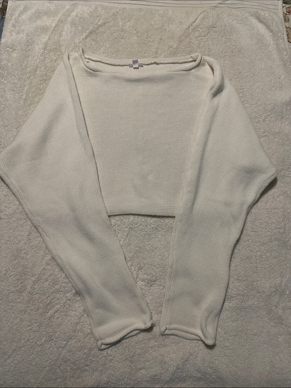 Garage Off-the-Shoulder Cropped Sweater in White